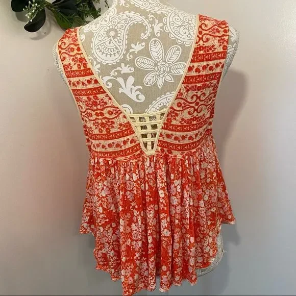 Free People Lucky Coin Festive Orange Small Tank Top - Picture 2 of 12